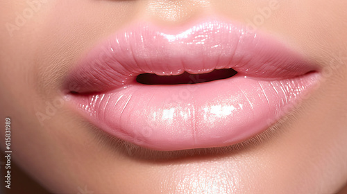 sexy lips with a sparkling pink lip gloss