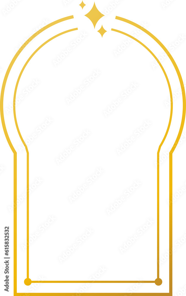 Oriental style arabic gold border, frame. Linear style Islamic window, door in boho style. Arabic minimal shape arch. Golden Design element for design. Ramadan kareem Oriental style arabic gold border, frame. Linear style Islamic window, door in boho style. Arabic minimal shape arch. Golden Design element for design. Ramadan kareem