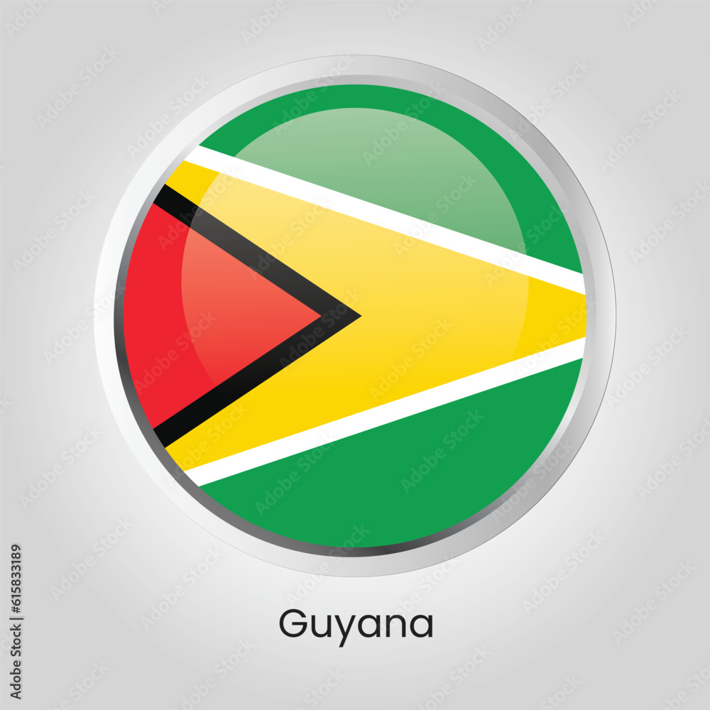 Fototapeta premium vector button flag of Guyana State of South America on round frame