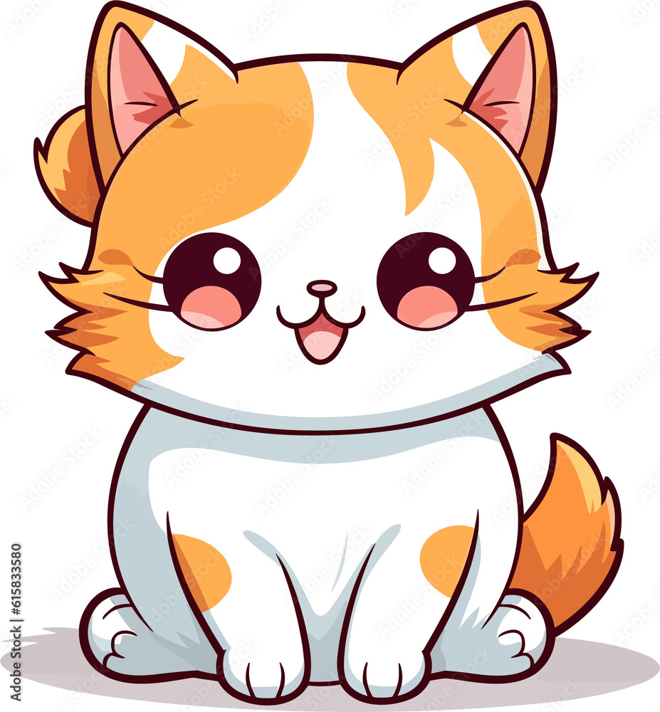 Cute Happy Cat In Clip Art Style, Tshirt Cute Happy Cat In Clip Art Style, Tshirt