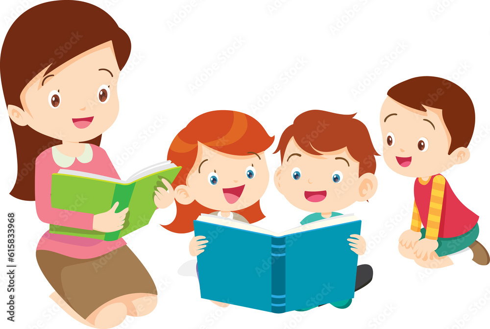 student reading book.Boy and girls learning or studying student reading book.Boy and girls learning or studying