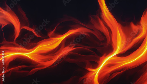 Flames of fire amidst swirling trails. Generative AI.