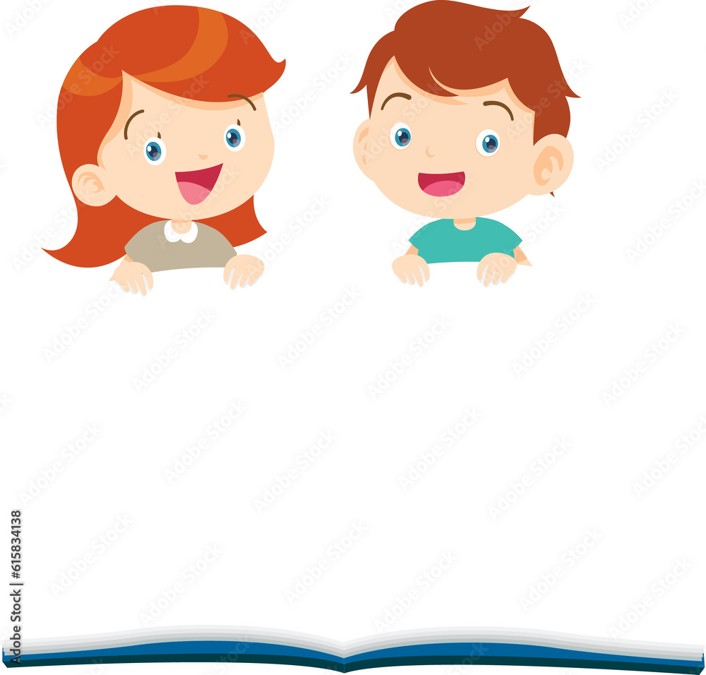 student reading book.Boy and girls learning or studying student reading book.Boy and girls learning or studying