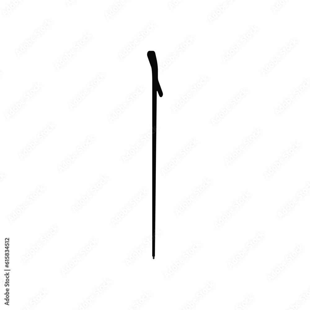 Cane brown handle help support equipment vector. Walking wooden stick crook flat icon Cane brown handle help support equipment vector. Walking wooden stick crook flat icon