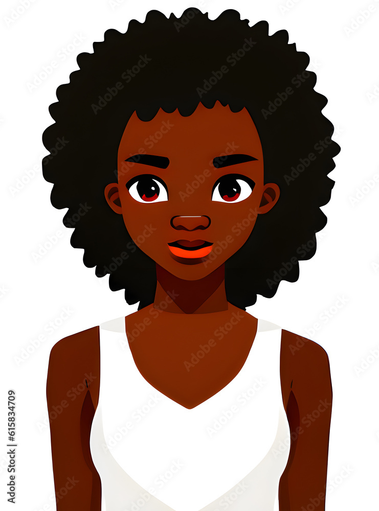 cartoon Black girl in a white tank top cartoon Black girl in a white tank top