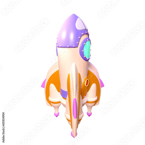 Cute Cartoon Rocket Quest into Outer Space