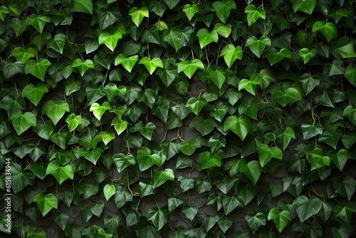 Abstract Ivy Branches Pattern on Green Textured Wall Background