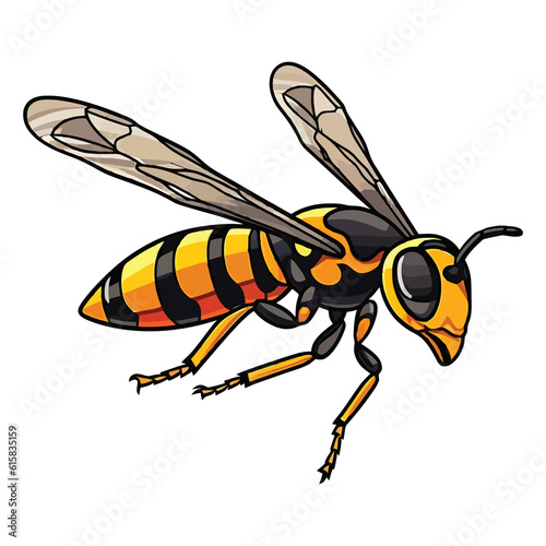 Adorable Buzzing Buddy: Vibrant 2D Illustration Featuring a Cute Yellowjacket