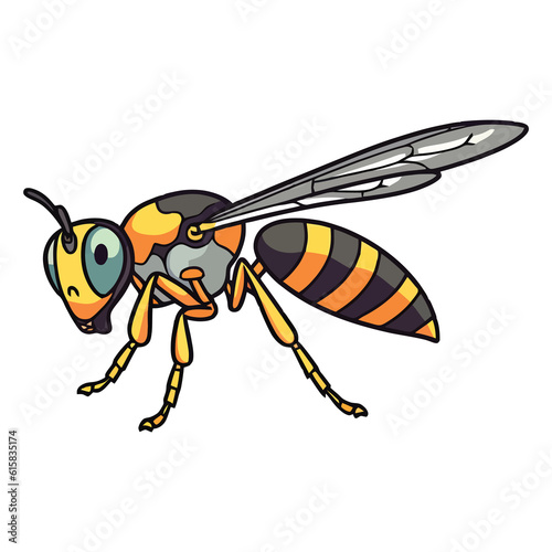 Adorable Buzzing Buddy  Vibrant 2D Illustration Featuring a Cute Yellowjacket