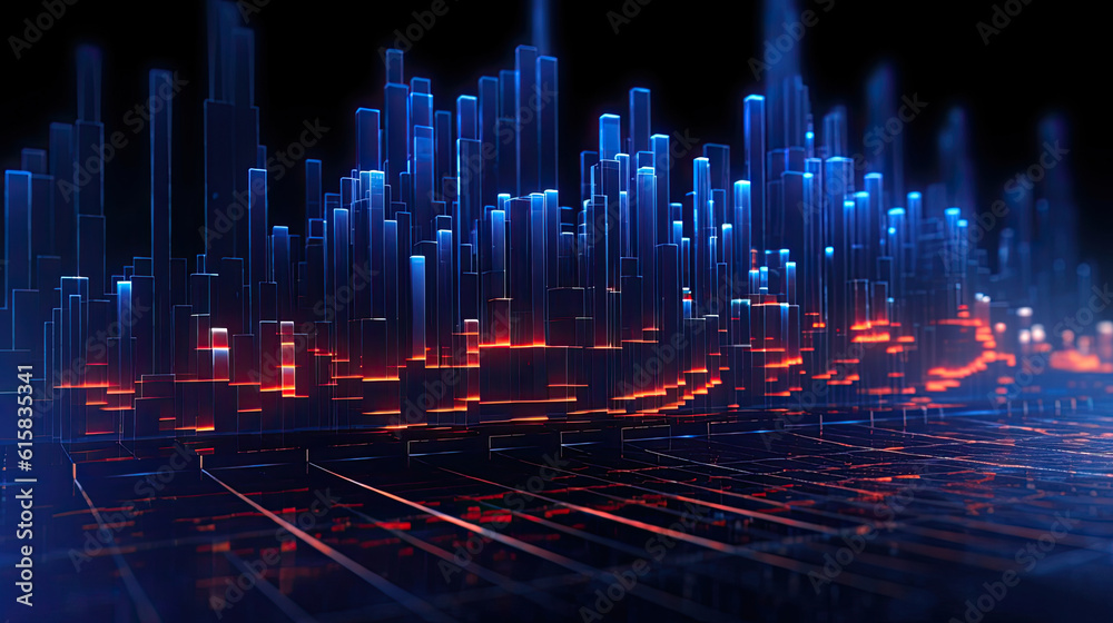 Infographic with graph and chart on abstract 3d background, isometric image with charts and graphs Infographic with graph and chart on abstract 3d background, isometric image with charts and graphs
