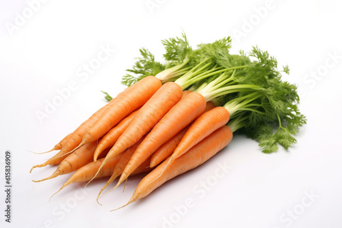Fresh carrot on white background. Raw organic carrot vegetables. Ai generative.
