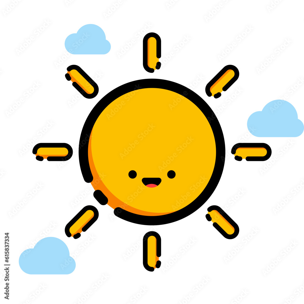 sun and cloud filled outline icon vector icon flat design illustration isolated sun and cloud filled outline icon vector icon flat design illustration isolated