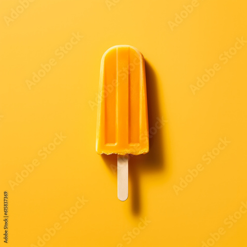 Mango orange popsicle ice cream isolated on orange background, generative AI