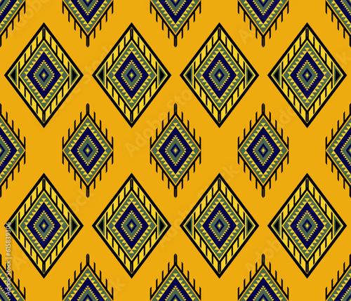 Embroidery indian aztec fabric pattern in green and yellow vector illustration design for fabric, mat, carpet, scarf, wrapping paper, tile and more