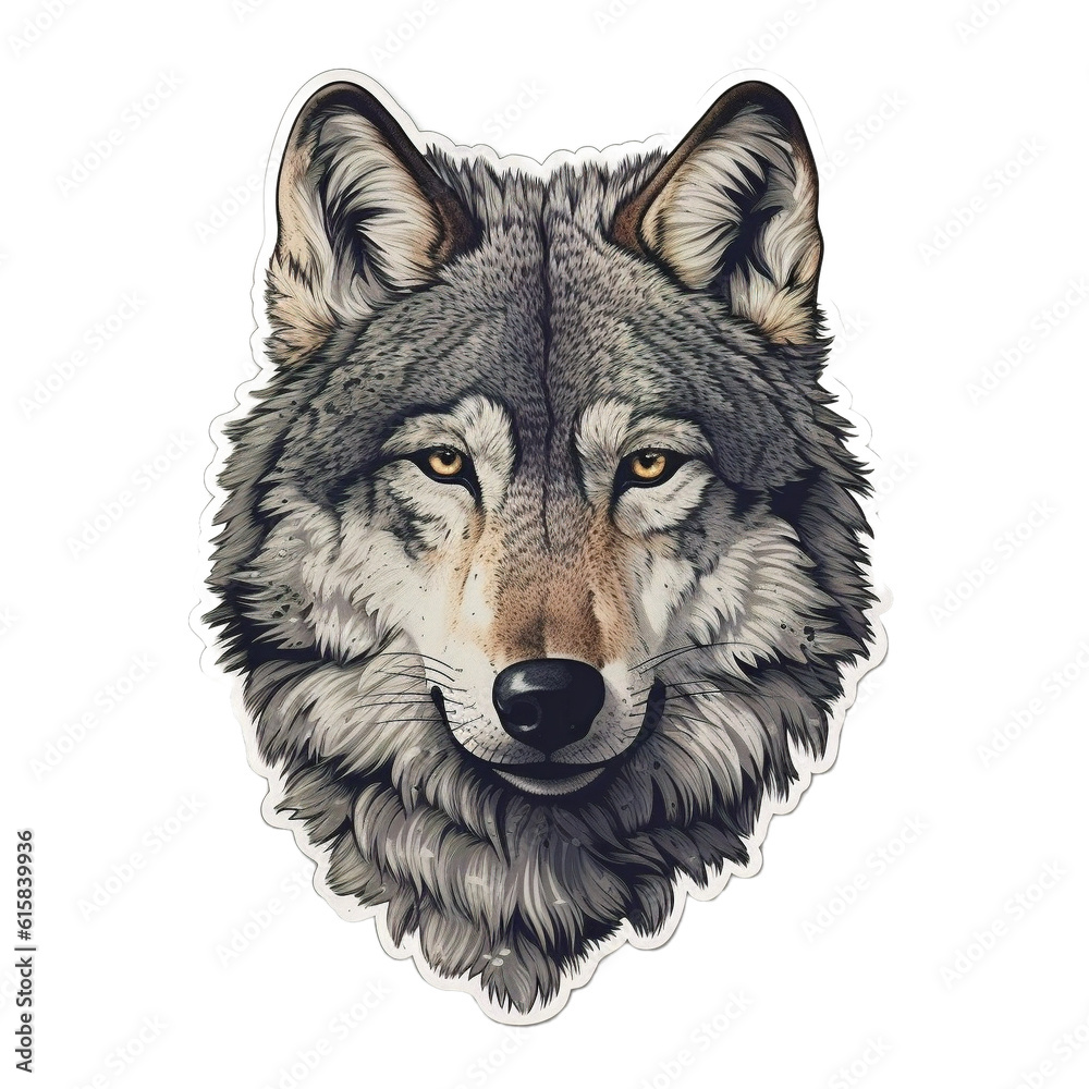 wolf character sticker, Generative AI