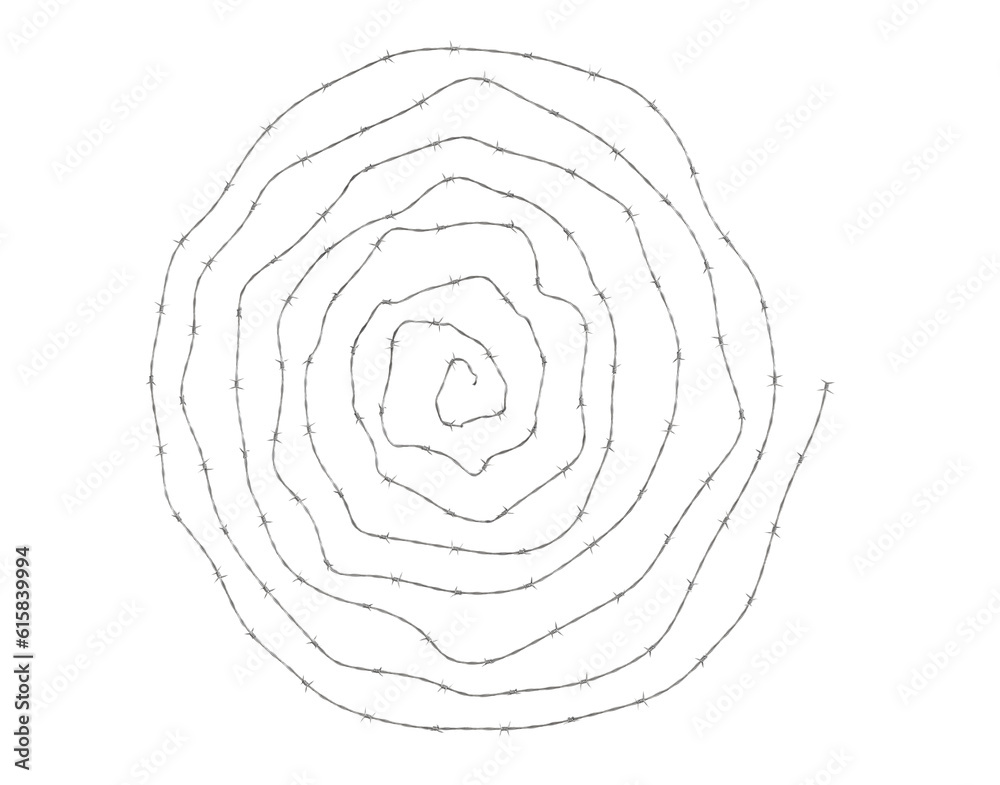 Fototapeta premium Spiral barbed wire or Fence barbwire border chain. Png transparency