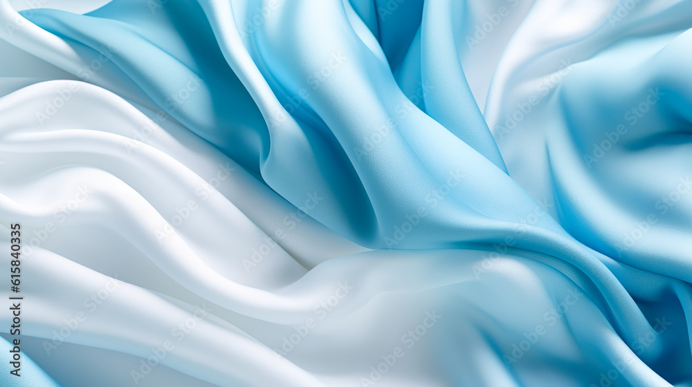 Fototapeta premium 水色と白の生地背景 Generative AI