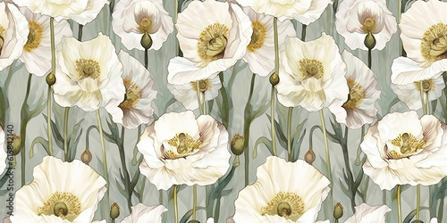 Fototapeta Naklejka Na Ścianę i Meble -  beautiful watercolor flower tiles. Ready for 4-way tiling. Generative AI 