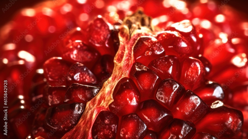 delicious peeled pomegranate closeup. Generative AI delicious peeled pomegranate closeup. Generative AI