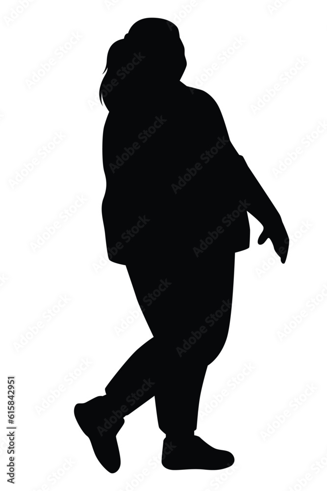 Woman silhouette vector on white background ,people in black and white, illustration for creative content.