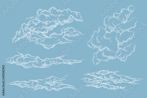 Hand drawn clouds illustration, tattoo design, sky illustration, line art, line clouds, rain drawing