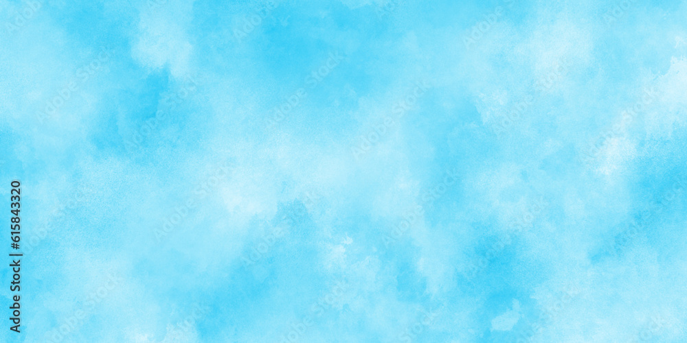 Defocused and blurry wet ink effect sky blue color watercolor background, blurred and grainy Blue powder explosion on white background, Classic hand painted Blue watercolor background for design.	
