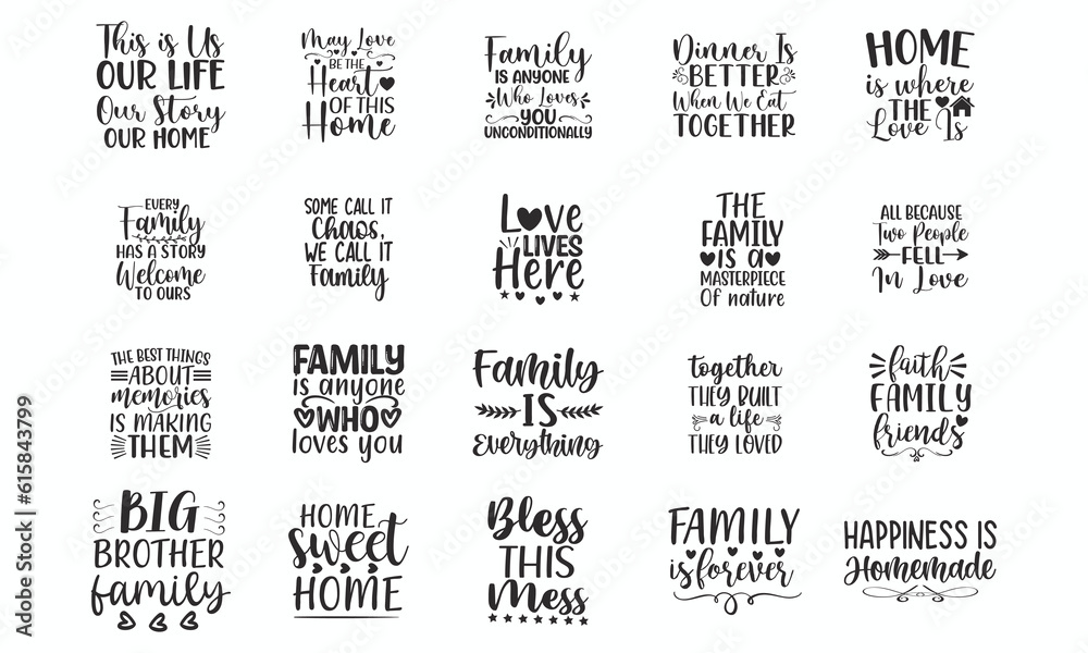 Family Quote t shirt desig, Family Quotes Bundle, SVG bundle, Hand drawn lettering phrase, Saying about Family,bundle design