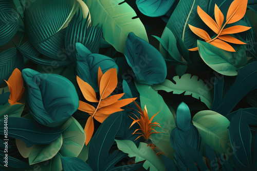 Abstract jungle leaves background  generative AI