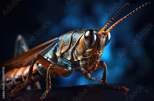 Macro view of a grasshopper, generative AI © Kien