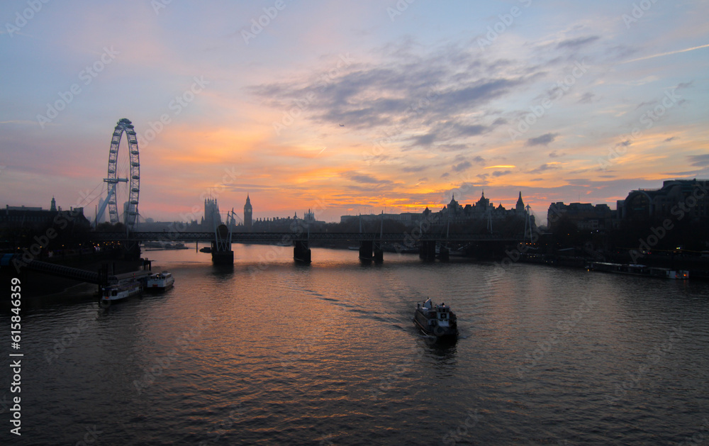 sunset over the thames