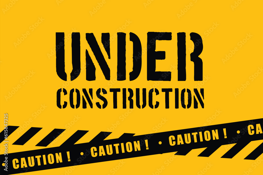 Fototapeta premium Under Construction page background. Warning tape banner