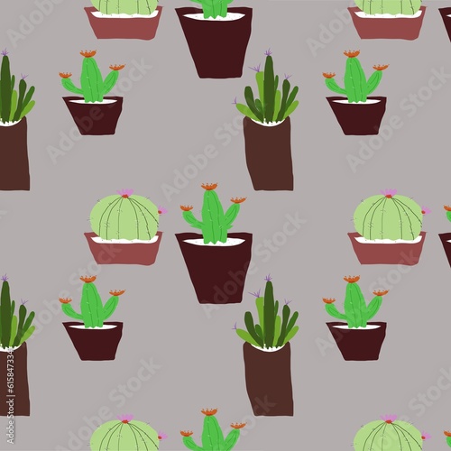 set of cactus seamless patterns 