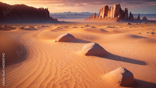 Monument Valley with desert at sunset