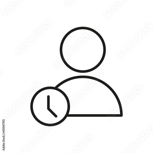 Employee attendance icon. job ontime design. Human avatar with wall clock. Vector illustration. stock image.