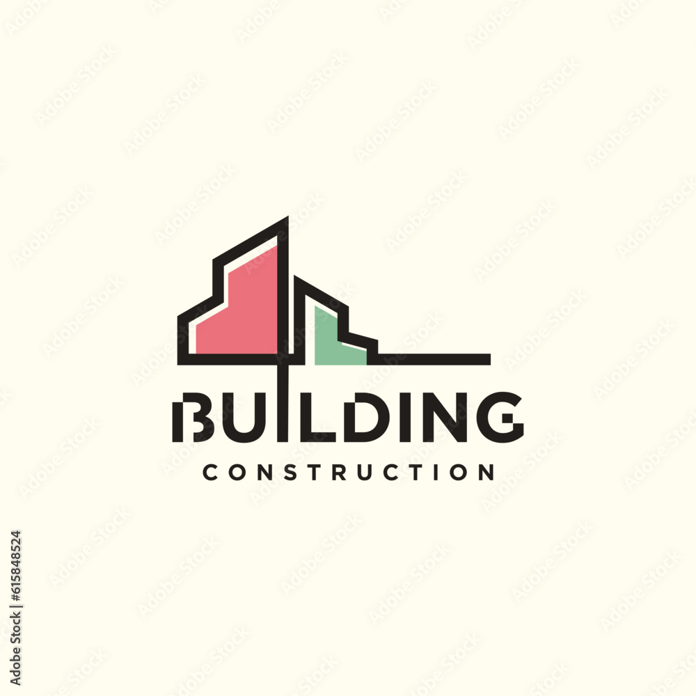 Building logo design with simple concept for business
