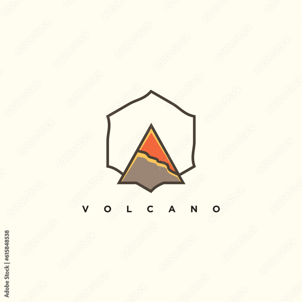 Volcano logo design with unique illustration