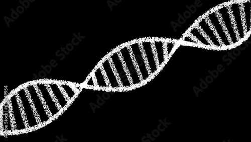 DNA Strand animation. Abstract White colored shiny dna molecule on futuristic digital illustration background. DNA molecules. Human DNA genome double helix spiral  animation.
