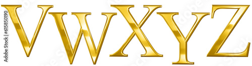 Foto 3d font letter gold V, W, X, Y, Z