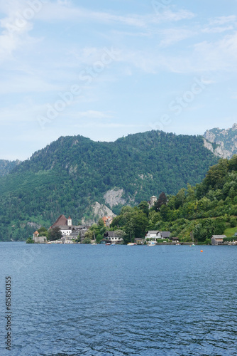 The view of Traun see in Salzkammergut region, Upper Austria © nastyakamysheva