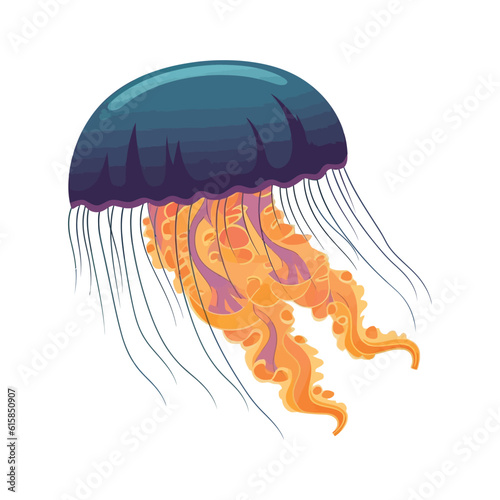 Colored undersea jellyfish swim