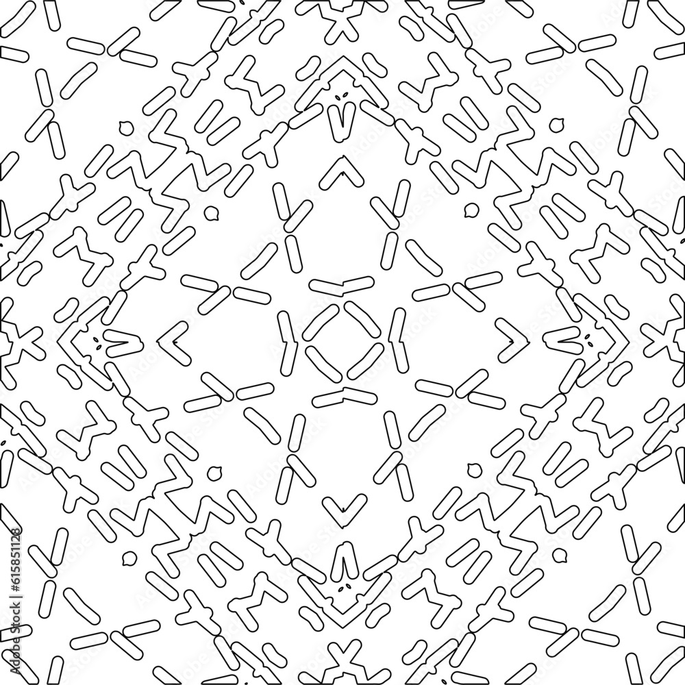 Vector pattern with symmetrical elements . Modern stylish abstract texture. Repeating geometric tiles from striped elements. Black and white pattern.