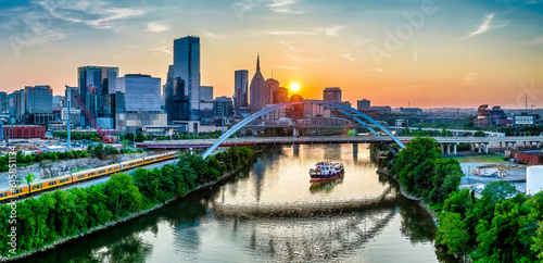 Nashville Tennessee skyline Golden sunset