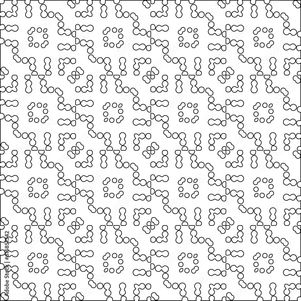 Vector pattern with symmetrical elements . Modern stylish abstract texture. Repeating geometric tiles from striped elements. Black and white pattern.