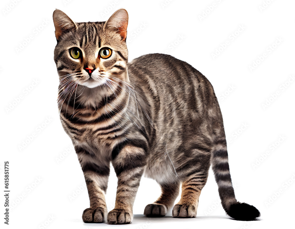 Cute tabby cat on a transparent background.