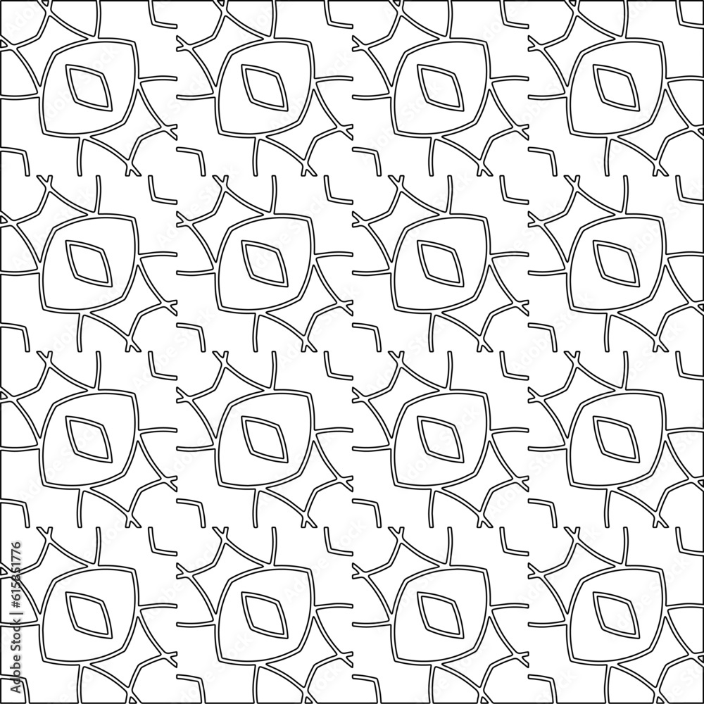Vector pattern with symmetrical elements . Modern stylish abstract texture. Repeating geometric tiles from striped elements. Black and white pattern.