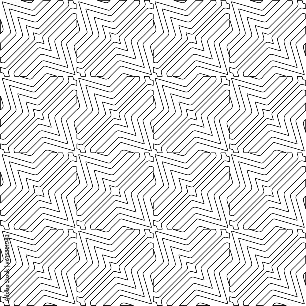 Vector pattern with symmetrical elements . Modern stylish abstract texture. Repeating geometric tiles from striped elements. Black and white pattern. Vector pattern with symmetrical elements . Modern stylish abstract texture. Repeating geometric tiles from striped elements. Black and white pattern.