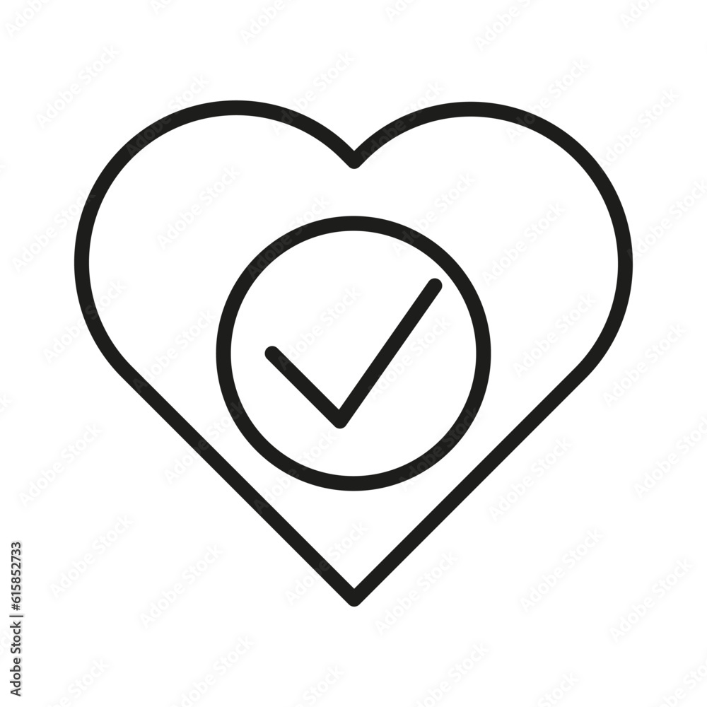 Heart tick notice icon. heart with checkmark symbol. idea of confirmed or approved good health. Vector illustration. stock image. Heart tick notice icon. heart with checkmark symbol. idea of confirmed or approved good health. Vector illustration. stock image.