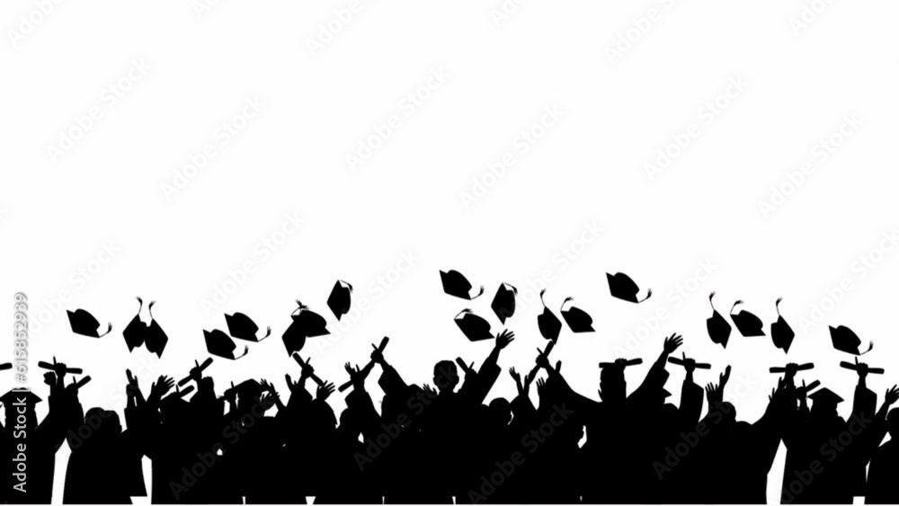 Dynamic silhouette animation video capturing the joyous celebration of graduation. Dynamic silhouette animation video capturing the joyous celebration of graduation.