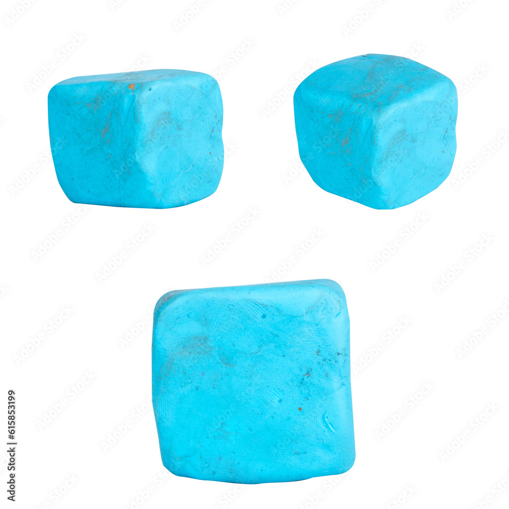 plasticine blue square isolated on white background single one plasticine blue square isolated on white background single one