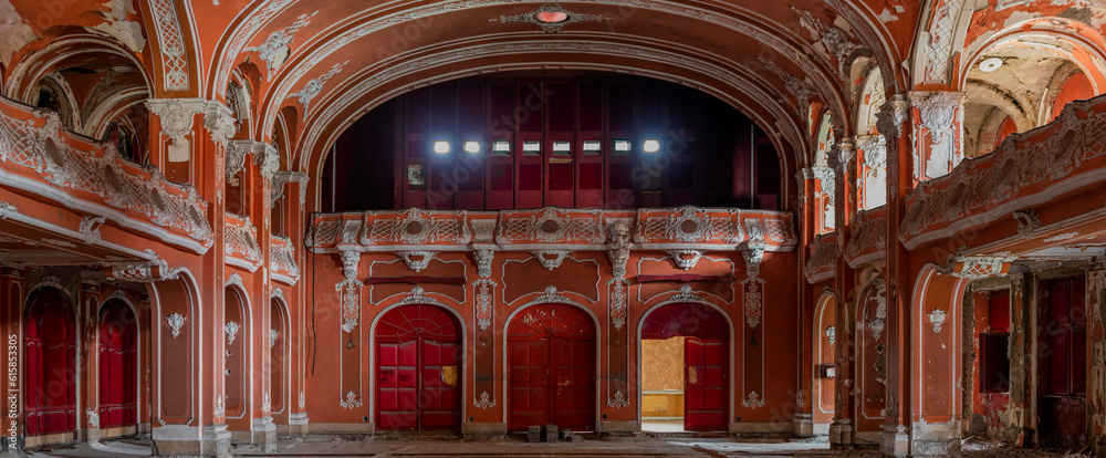 Exploring, Abandoned, Historic, Red, Cinema, Theatre, Miskolc, Hungary, Journey, Time, Culture, Forgotten, Architectural Gem, Heritage Site, Theatrical Splendor, Haunting Beauty, Time Capsule, Cultura